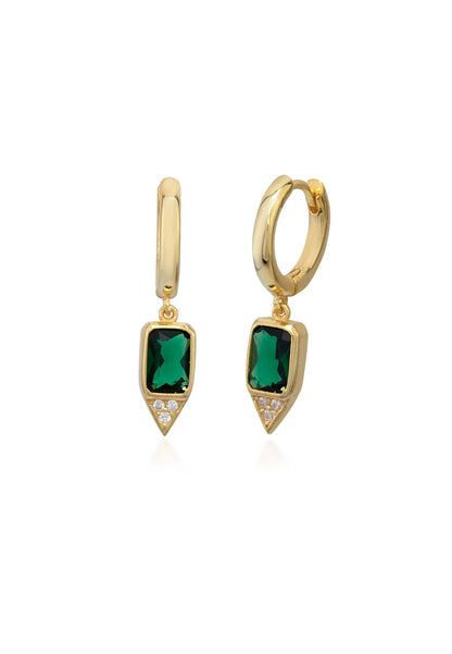 Silver Green Stone Earrings