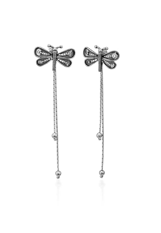 Silver Butterfly Dangle Earrings