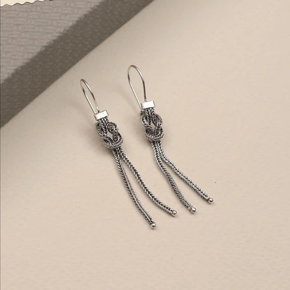 Silver Knot Dangle Earrings