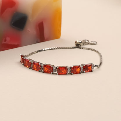 Silver Red Stone Bracelet