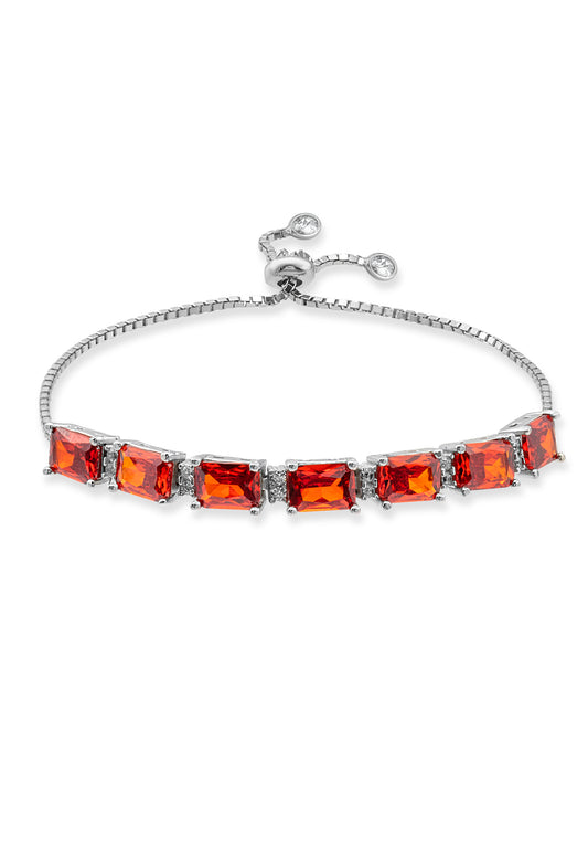 Silver Red Stone Bracelet