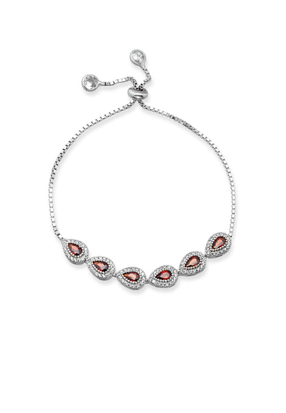 Silver Red Stone Bracelet