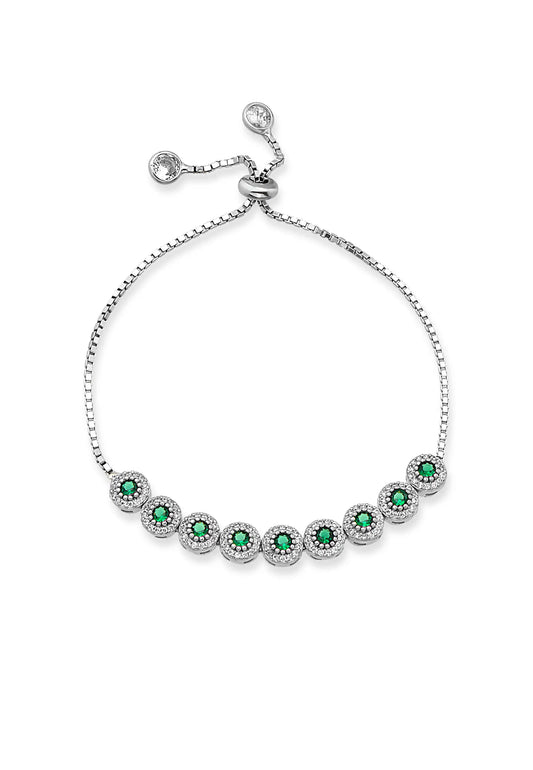 Silver Green Stone Bracelet