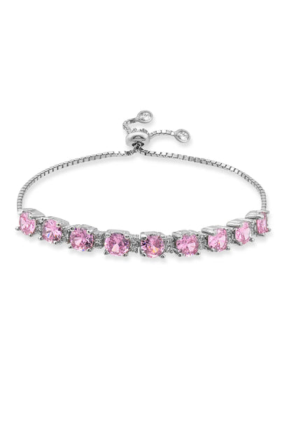 Silver Pink Stone Bracelet