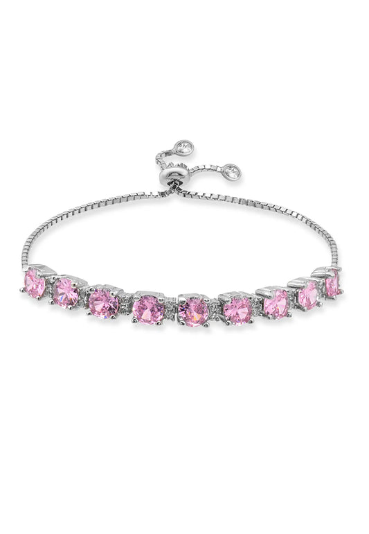 Silver Pink Stone Bracelet