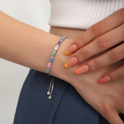 Silver Colorful Stone Bracelet