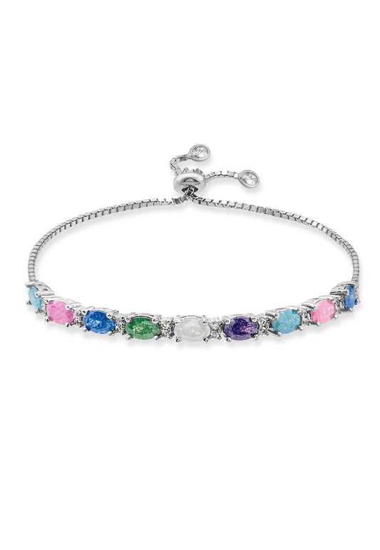 Silver Colorful Stone Bracelet