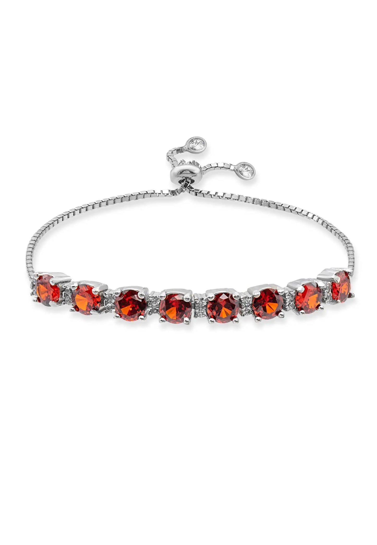 Silver Red Stone Bracelet