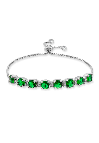 Silver Green Stone Bracelet