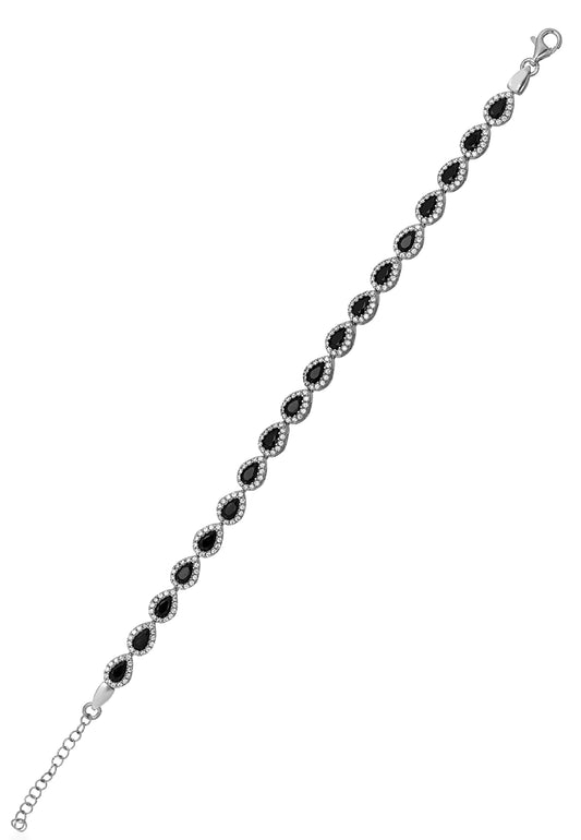 Silver Black Stone Bracelet