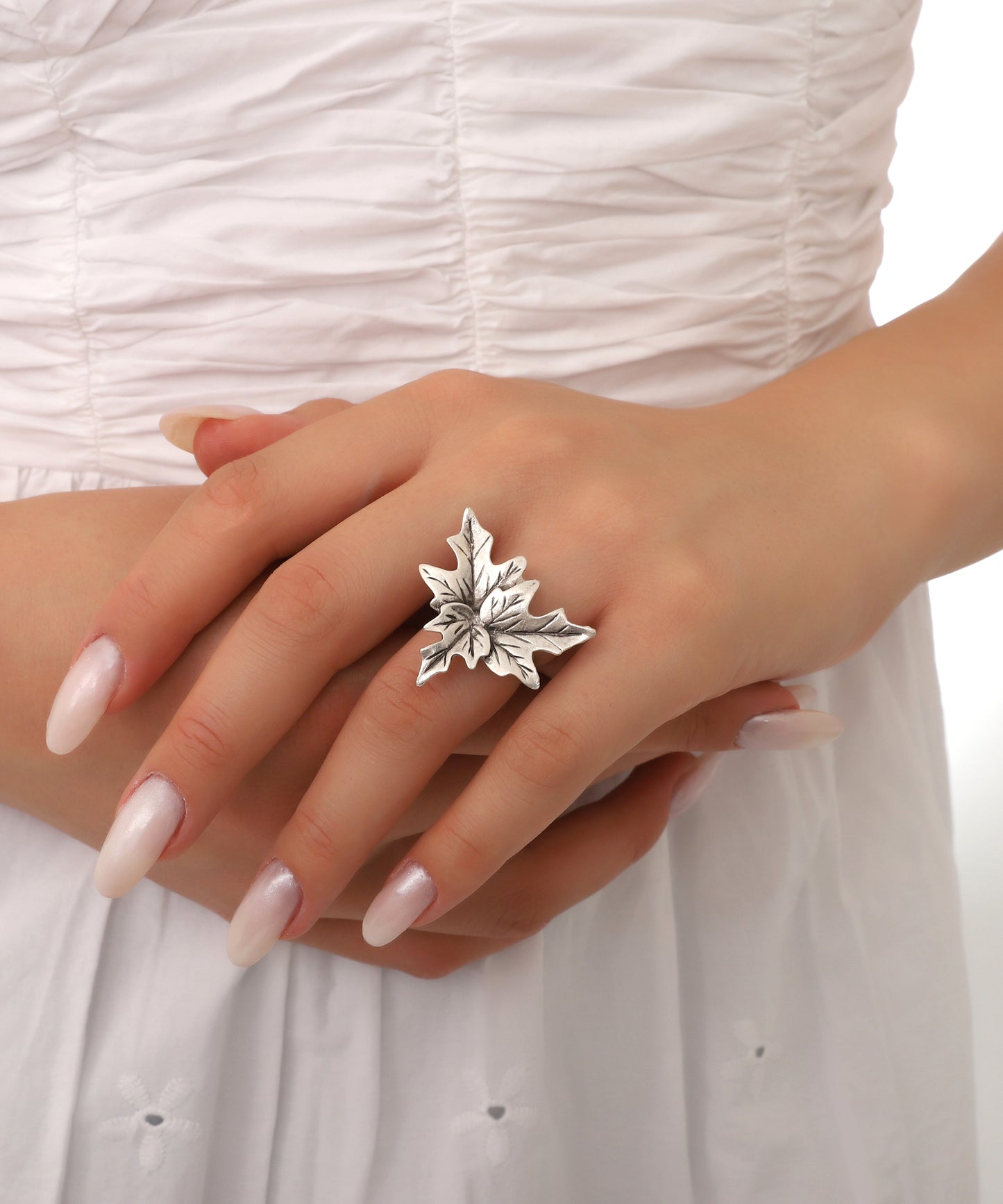 Silver Plated Leaf Ring