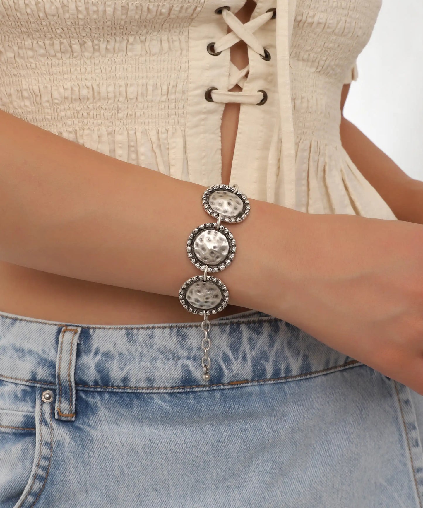 Silver Plated Textured Bracelet