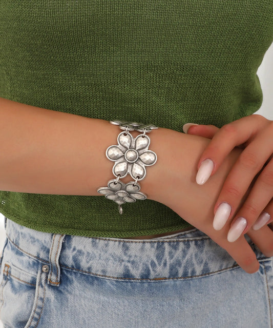 Silver Plated Flower Bracelet