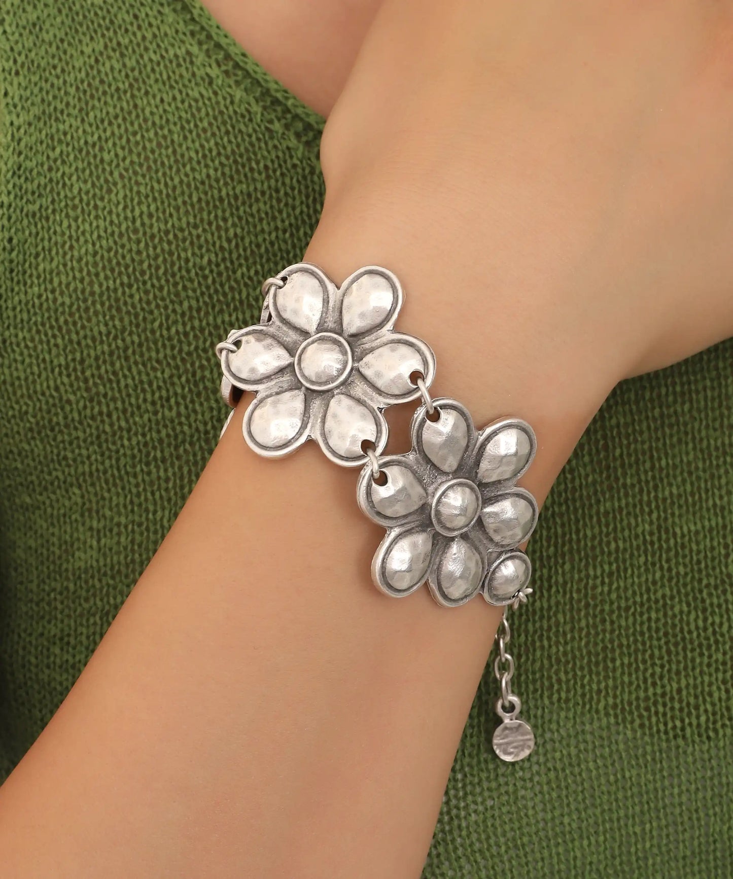 Silver Plated Flower Bracelet