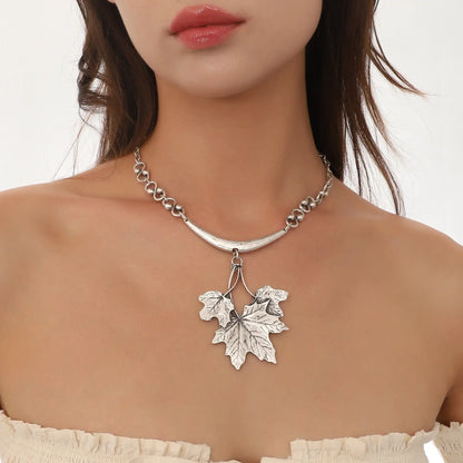 Sterling Silver Plated Leaf Women Necklace