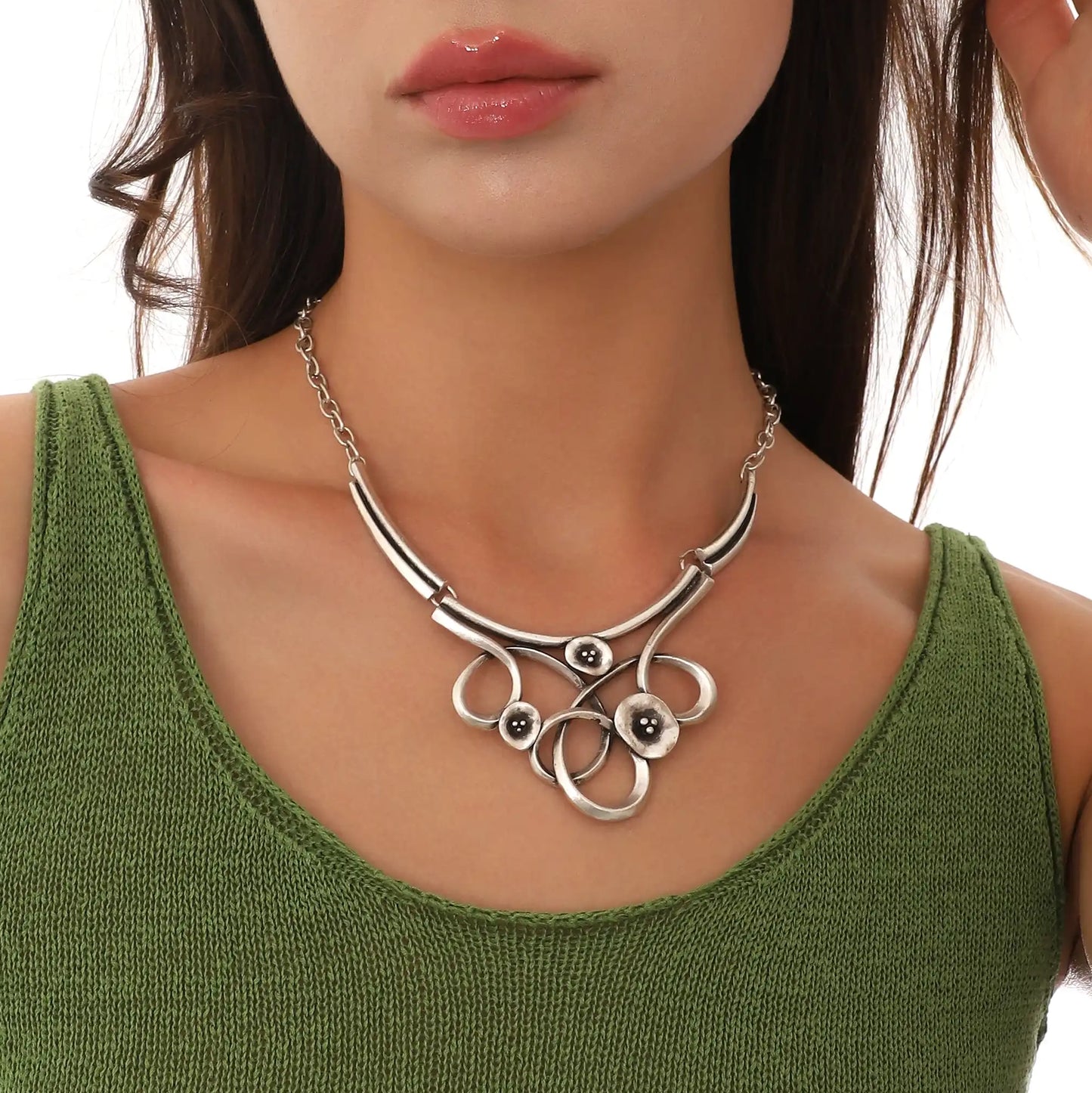 Sterling Silver Plated Unique Women Necklace