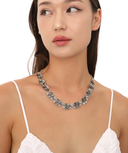 Sterling Silver Plated Flower Chain Women Necklace