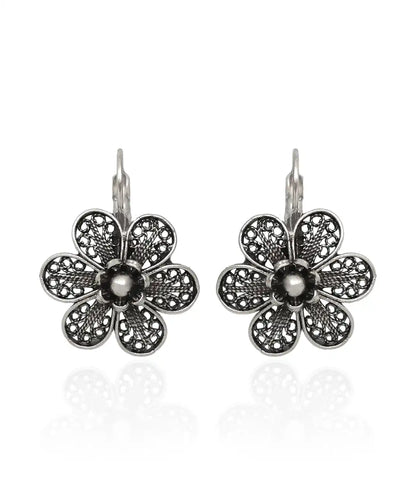 Silver Plated Filigree Flower Earrings