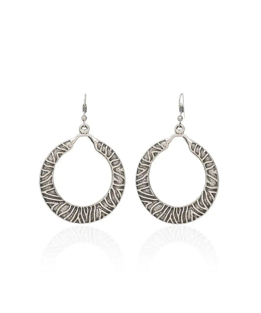 Silver Plated Circle Boho Earrings