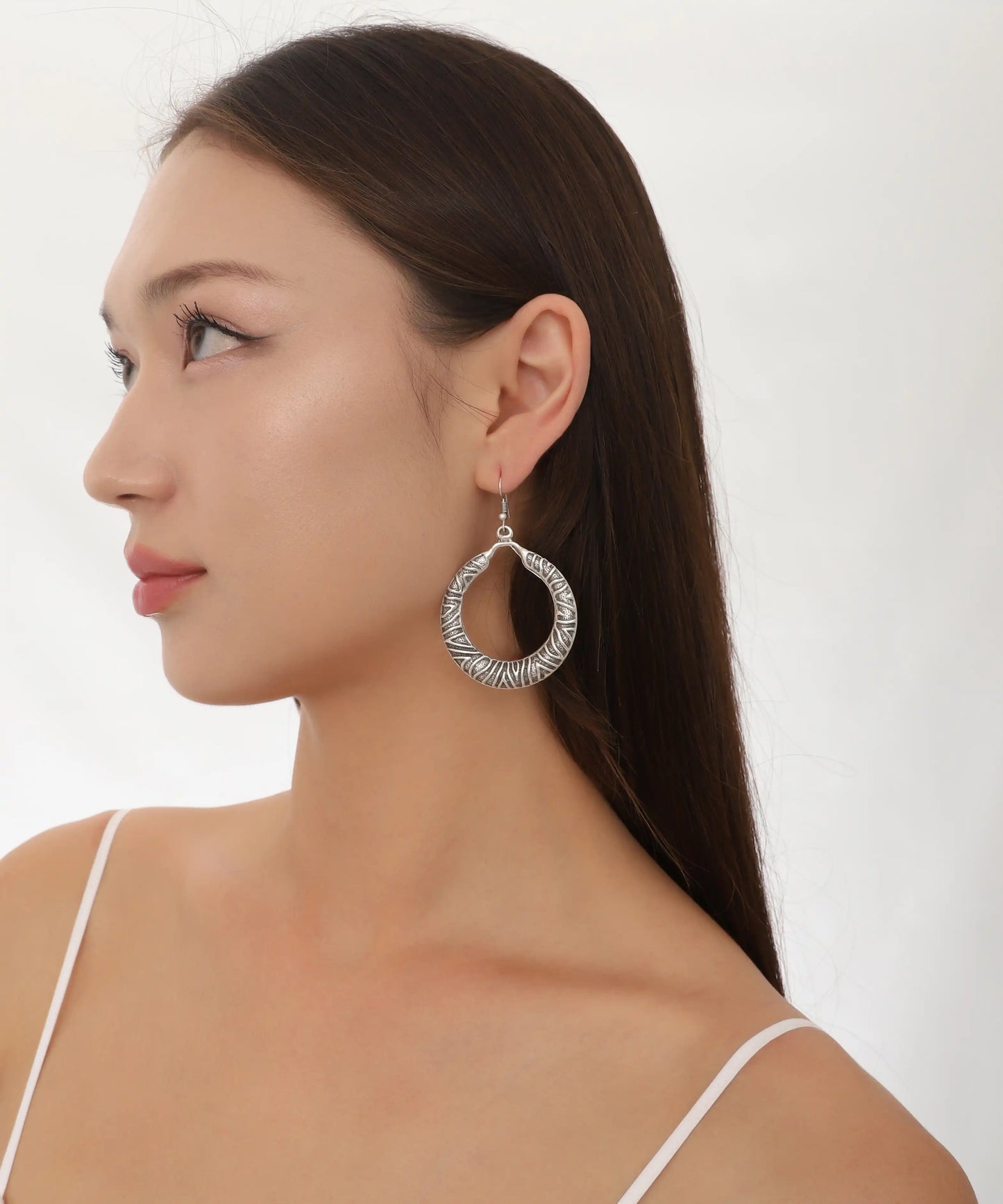 Silver Plated Circle Boho Earrings