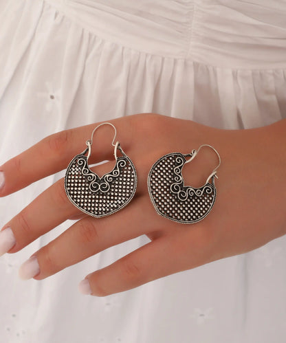 Silver Plated Textured Earrings