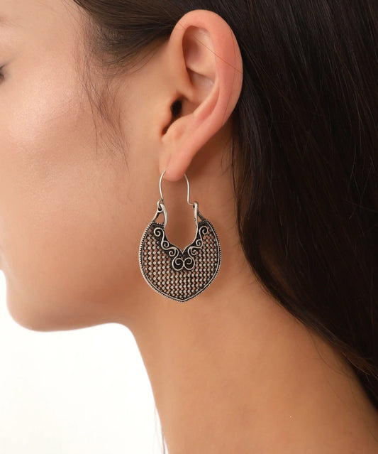 Silver Plated Textured Earrings