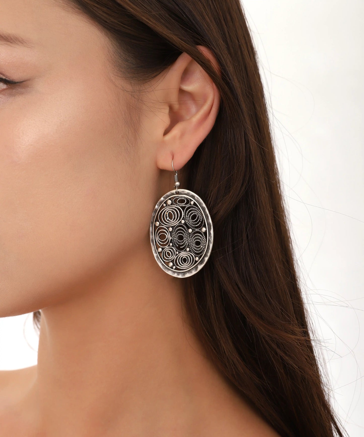 Silver Plated Textured Earrings