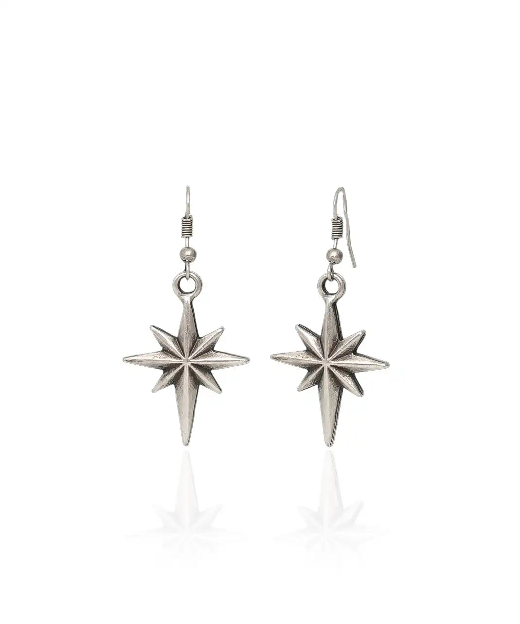 Silver Plated Pole Star Women Earrings