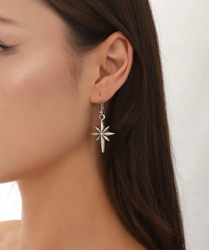 Silver Plated Pole Star Women Earrings