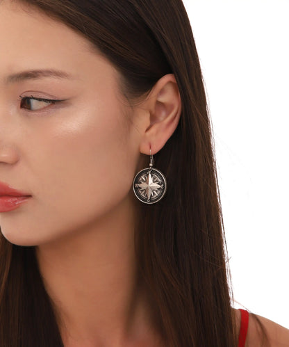 Silver Plated Compass Earrings