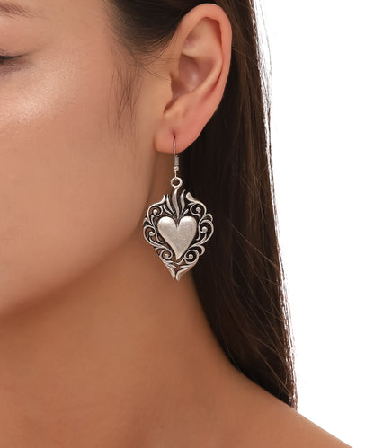 Silver Plated Heart Women Earrings