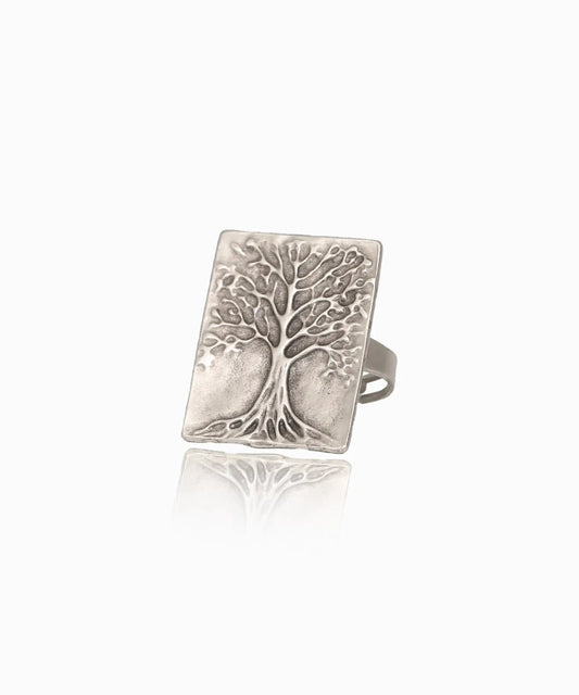 Silver Plated Tree Of Life Ring