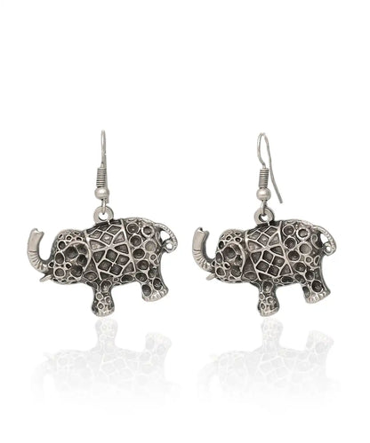 Silver Plated Elephant Women Earrings