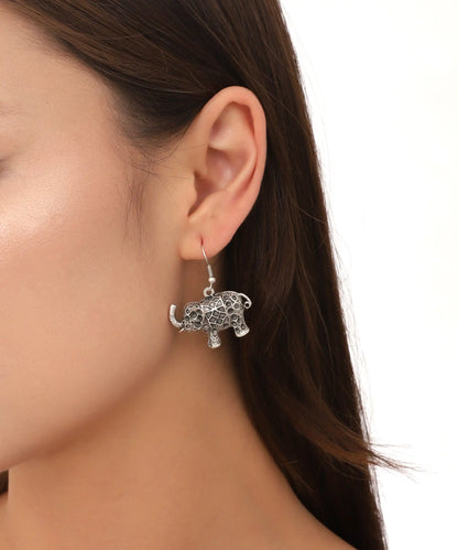 Silver Plated Elephant Women Earrings