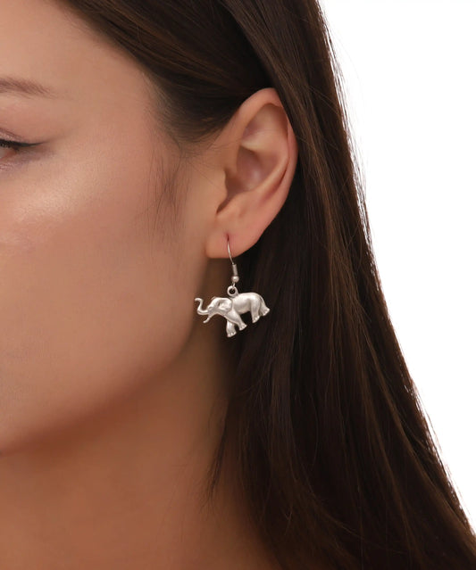 Silver Plated Elephant Women Earrings