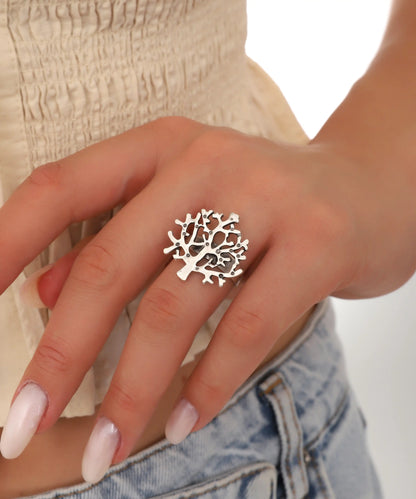 Silver Plated Tree Of Life Ring