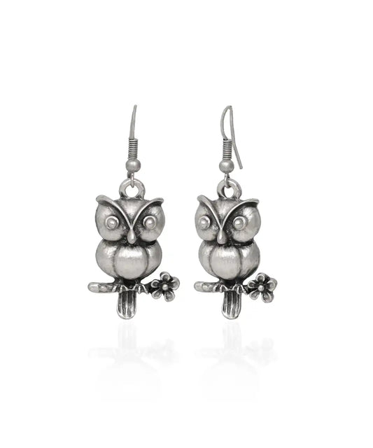 Silver Plated Owl Women Earrings