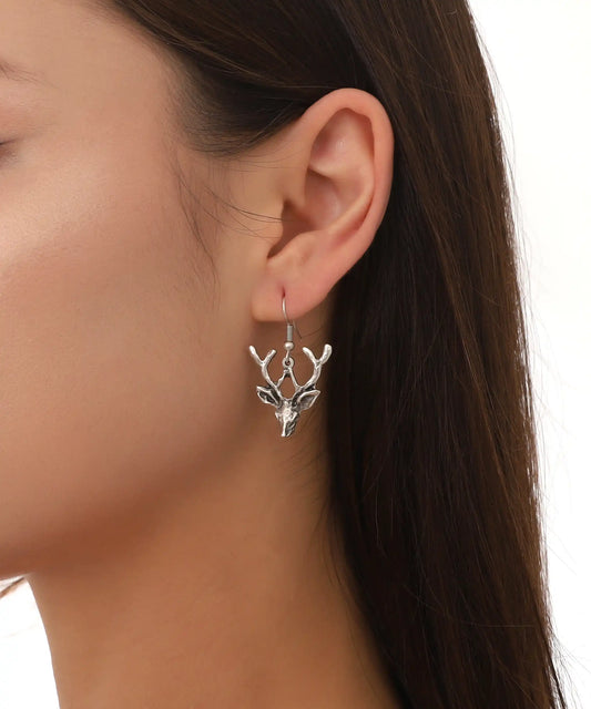 Silver Plated Deer Earrings