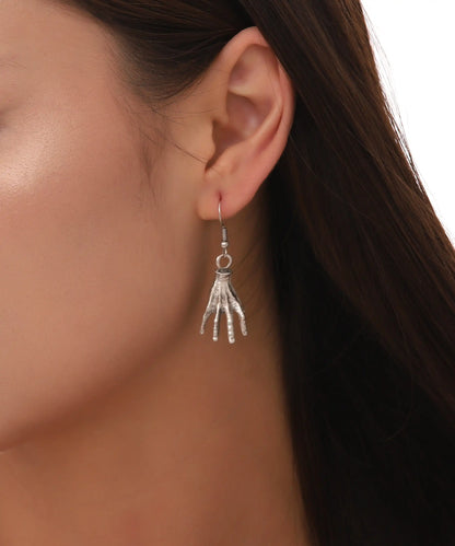 Silver Plated Mummy Hand Earrings