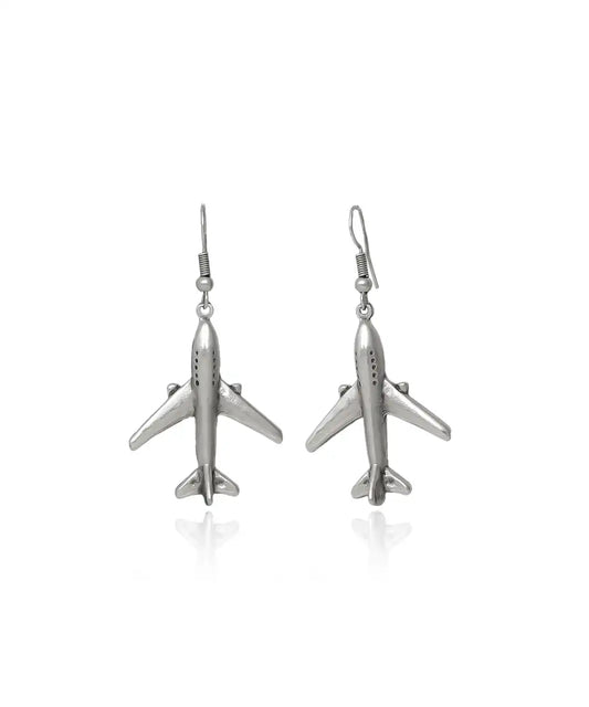 Silver Plated Plane Women Earrings