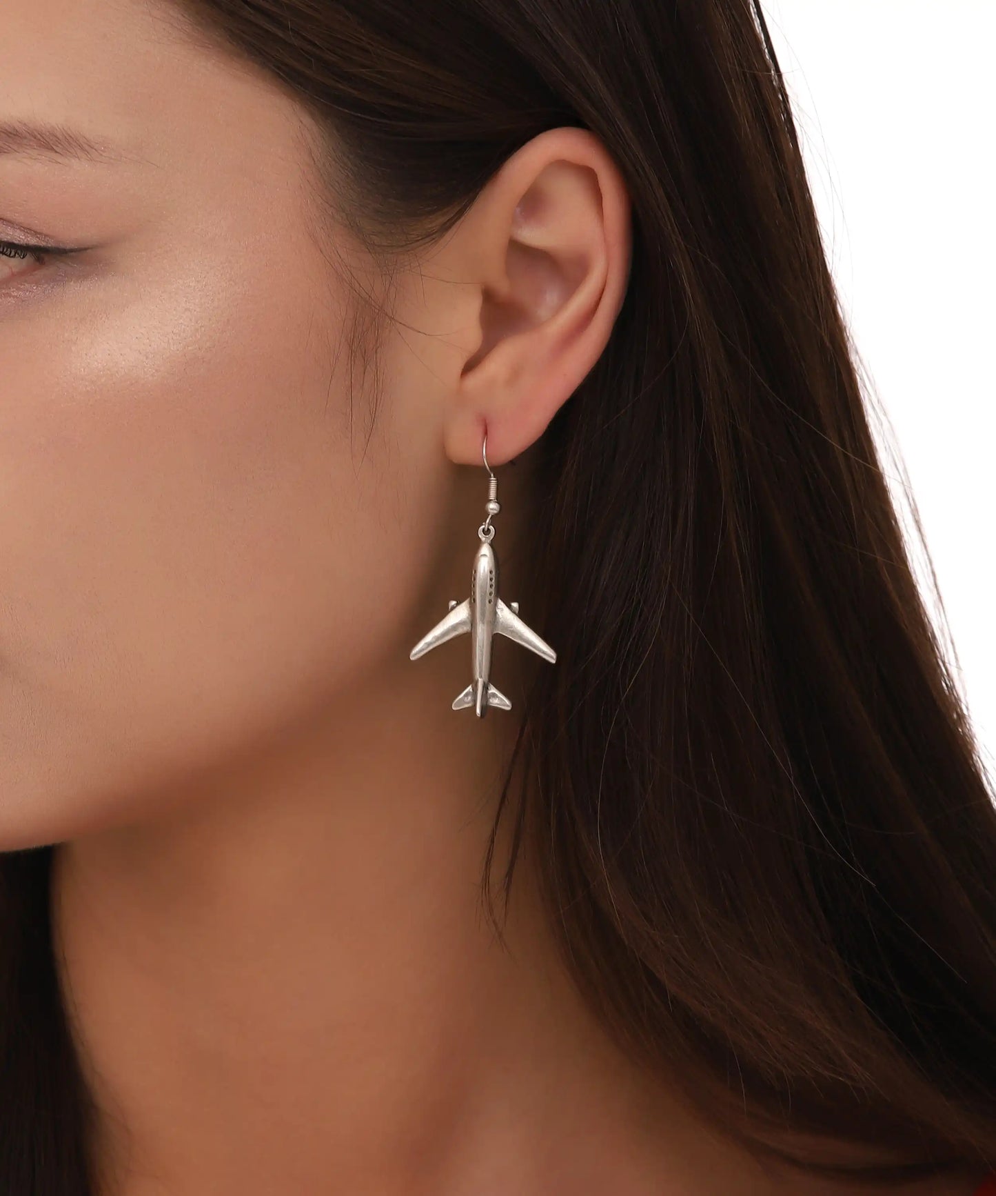 Silver Plated Plane Women Earrings