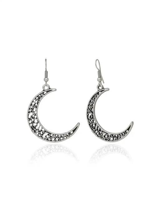 Silver Plated Crescent Women Earrings