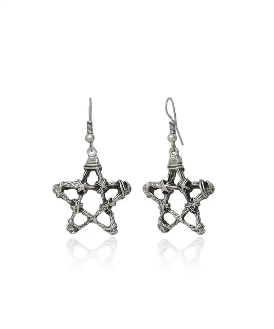 Silver Plated Star Women Earrings